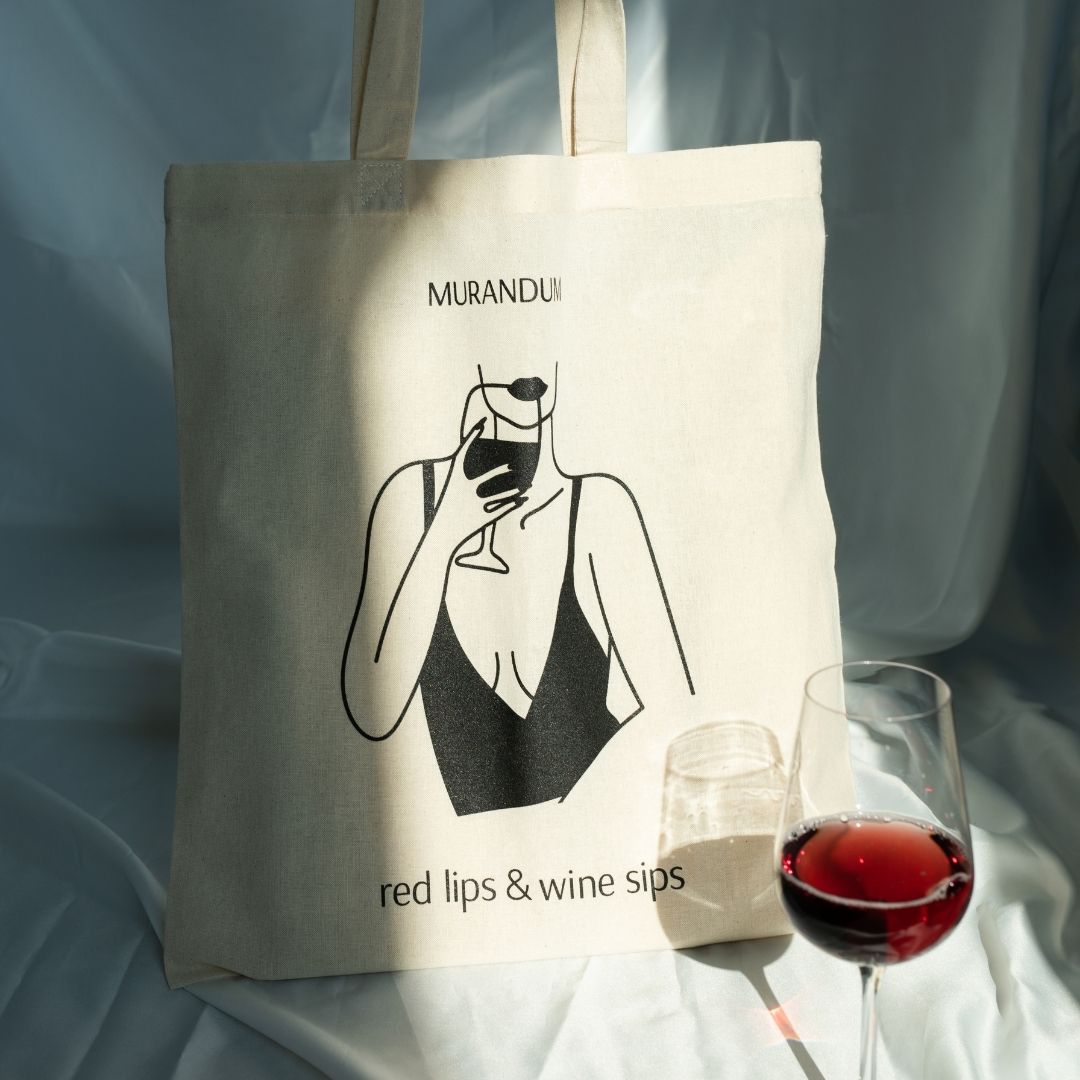 MUR Sac en jute - Red Lips Wine Sips