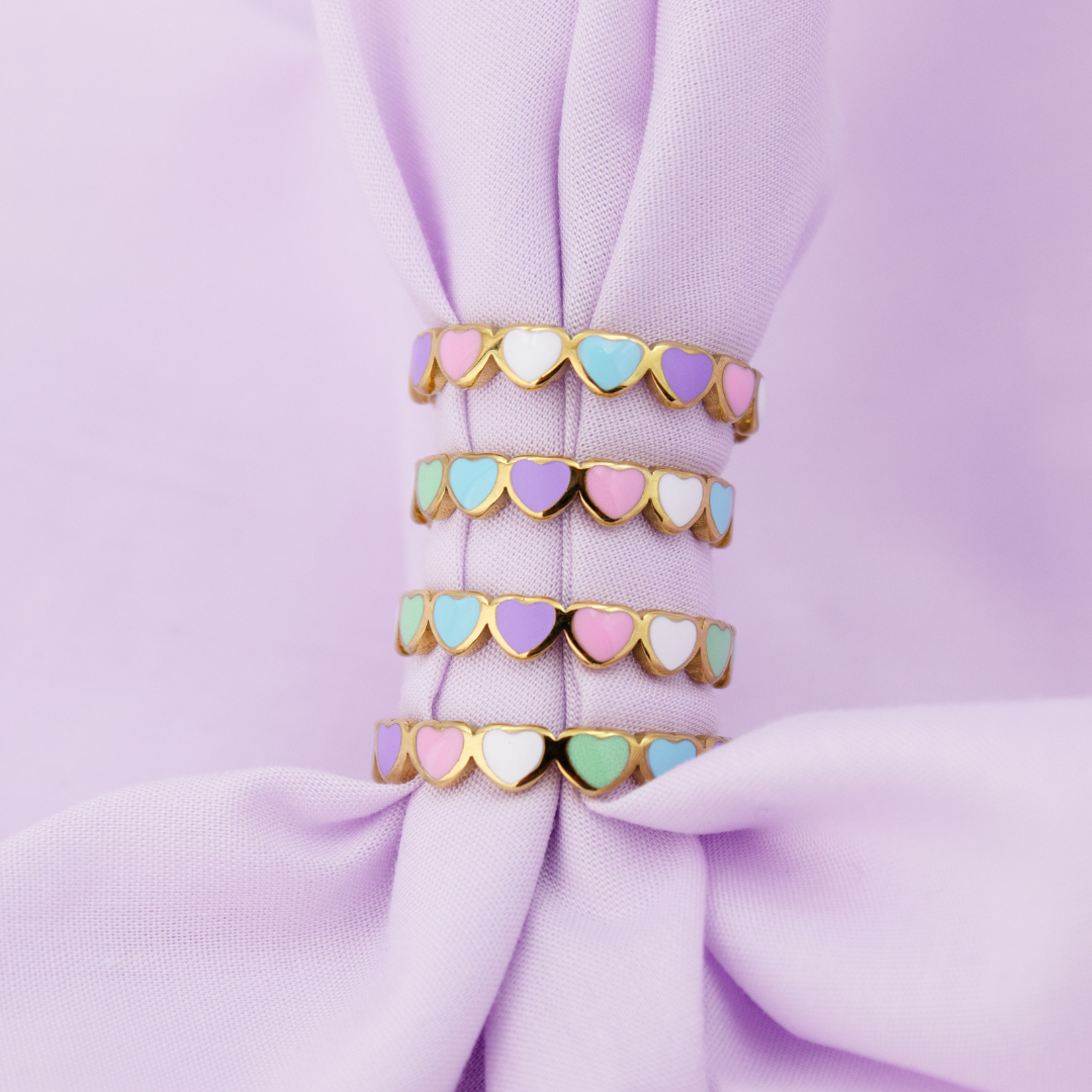 Pastel Hearts Anneau Argent