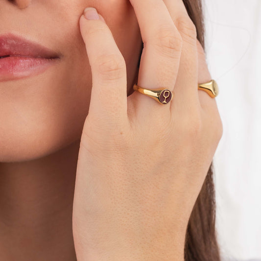 RED WINEGLASS Anneau Or Rose