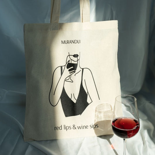 MUR Sac en jute - Red Lips Wine Sips