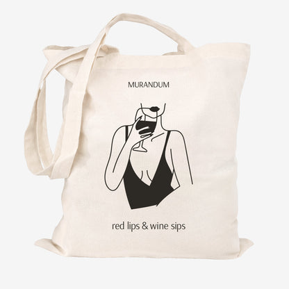 MUR Sac en jute - Red Lips Wine Sips