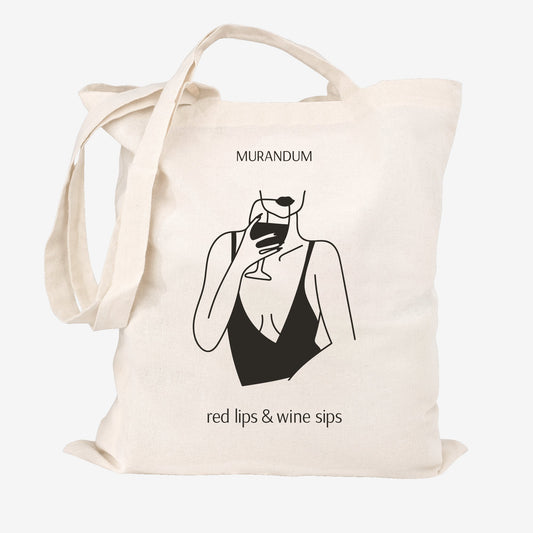MUR Sac en jute - Red Lips Wine Sips